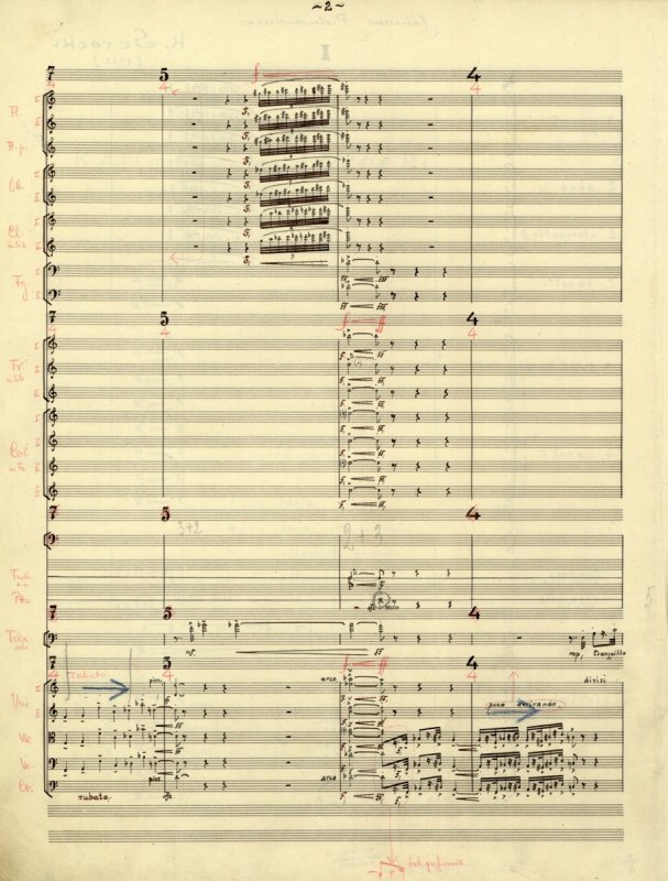 Concerto for trombone and orchestra - 
	Manuscript of Concerto for trombone and orchestra (1952–53), mov. I Lento espressivo, molto rubato – Allegro cont. (Warsaw University Library)